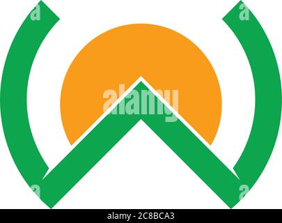 lettre w mountain sun design logo vector Illustration de Vecteur