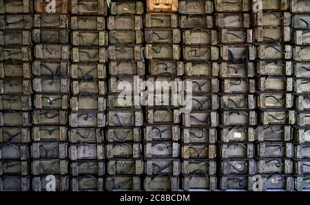 Boîtes de munitions WW2 conteneurs de munitions en bois américains Banque D'Images