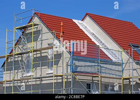 Nouvelle construction avec plâtre de base fini Banque D'Images