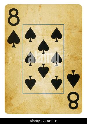 Huit de pique Vintage playing card - isolated on white (chemin inclus) Banque D'Images