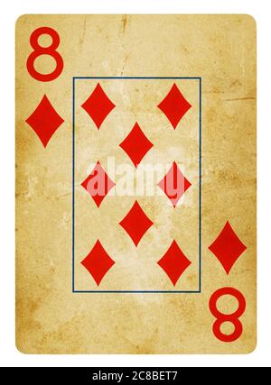 Huit de carreau Vintage playing card - isolated on white (chemin inclus) Banque D'Images