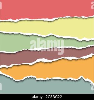 Feuilles de papier déchirées de couleur. Illustration Vector EPS10. Éléments de conception - papier déchiré multicolore avec bords déchirés Illustration de Vecteur