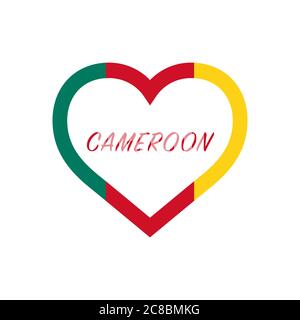 Drapeau du Cameroun dans le coeur. J'aime mon pays. Illustration vectorielle de stock isolée sur fond blanc. Illustration de Vecteur