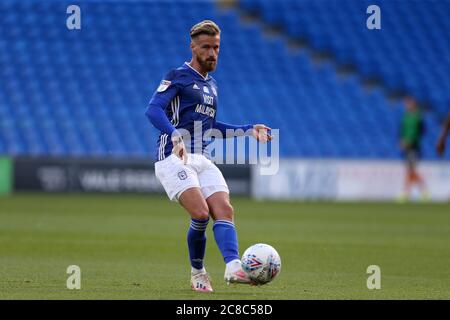 Cardiff, Royaume-Uni. 22 juillet 2020. Joe Bennett de Cardiff City en action.EFL Skybet Championship Match, Cardiff City / Hull City au Cardiff City Stadium de Cardiff, pays de Galles, le mercredi 22 juillet 2020. Cette image ne peut être utilisée qu'à des fins éditoriales. Usage éditorial uniquement, licence requise pour un usage commercial. Aucune utilisation dans les Paris, les jeux ou les publications d'un seul club/ligue/joueur. photo par Andrew Orchard/Andrew Orchard sports Photography/Alamy Live News crédit: Andrew Orchard sports Photography/Alamy Live News Banque D'Images