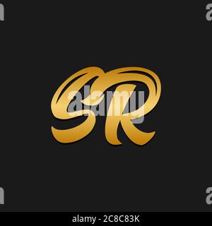 Luxe or et noir couleur initiale base SR logo.EPS 10 Illustration de Vecteur