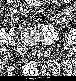 Boho ethnique Doodle - page de coloriage pour adultes. Motif sans couture. Illustration vectorielle Illustration de Vecteur