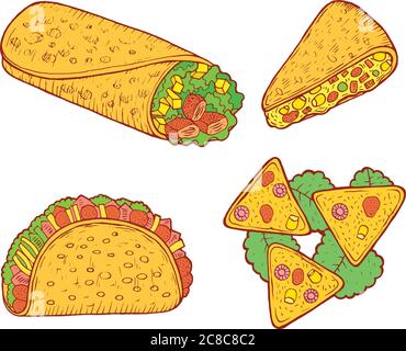 Cuisine mexicaine. Dessin animé à motif de caniche graphique illustration vectorielle Illustration de Vecteur