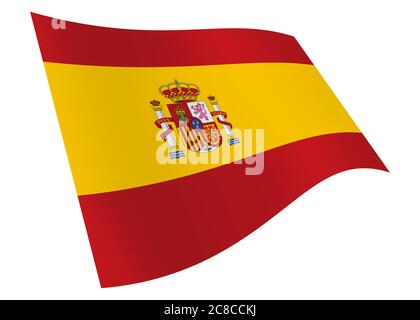 Espagne drapeau ornant le graphique isolé sur blanc avec le chemin d'écrêtage 3d illustration rouge jaune crête Banque D'Images