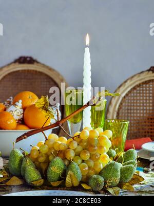 Salle à manger, table de Noël, table de Noël. Banque D'Images