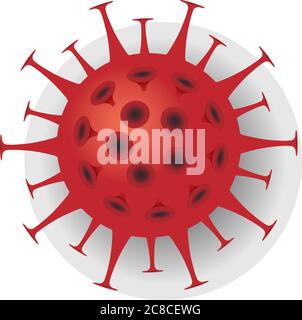 un seul symbole de coronavirus rouge covid-19 isolé sur l'illustration du vecteur de fond blanc Illustration de Vecteur