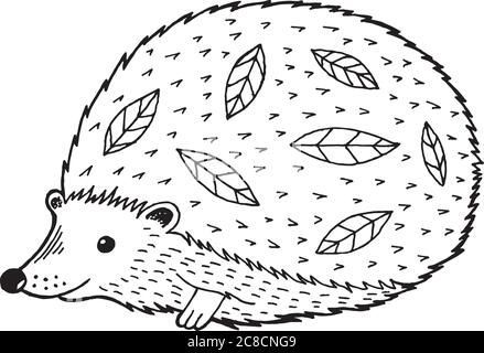 joli dessin de gribouille noir et blanc sur fond animal foret avec aiguilles piqure image vectorielle stock alamy joyeux thanksgiving coloriage pdf