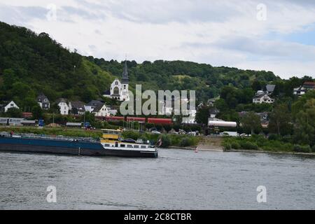 Rhin près de Sinzig, entre Koblenz et Bonn Banque D'Images