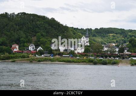 Rhin près de Sinzig, entre Koblenz et Bonn Banque D'Images