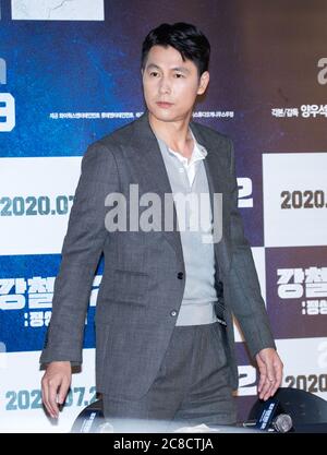 Séoul, Corée du Sud. 23 juillet 2020. Jung Woo-sung, acteurs sud-coréens, assiste à une conférence de presse pour le film Steel Rain 2: Sommet au cinéma Lotte à Séoul, Corée du Sud, le 23 juillet 2020. Le film sera ouvert le 29 juillet. (Photo par: Lee Young-ho/Sipa USA) crédit: SIPA USA/Alay Live News Banque D'Images