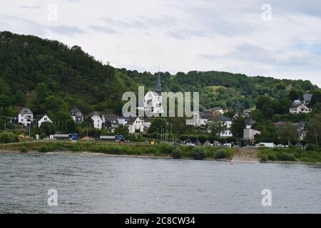 Rhin près de Sinzig, entre Koblenz et Bonn Banque D'Images
