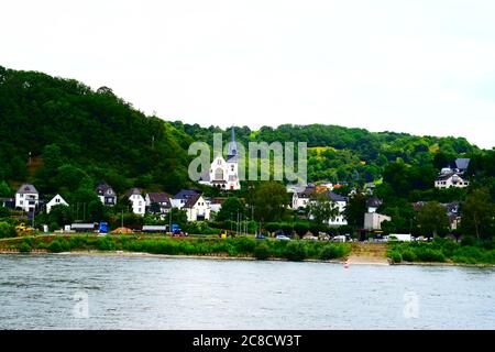 Rhin près de Sinzig, entre Koblenz et Bonn Banque D'Images