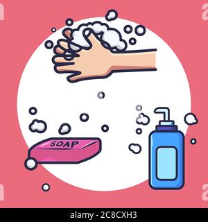 Vecteur de lavage des mains. Illustration du vecteur d'assainisseur pour les mains, de savon et pour les mains Illustration de Vecteur