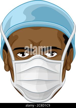 Médecin ou infirmière portant un masque de protection EPI Illustration de Vecteur