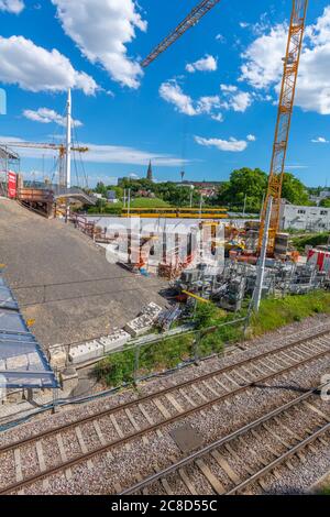 Stuutgart 21, travaux de construction de la nouvelle station principale souterraine, capitale Stuttgart, Bade-Wurtemberg, Allemagne, Europe Banque D'Images