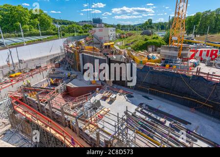 Stuutgart 21, travaux de construction de la nouvelle station principale souterraine, capitale Stuttgart, Bade-Wurtemberg, Allemagne, Europe Banque D'Images