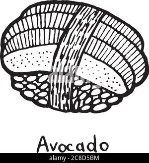 Sushi Avocado - illustration du croquis. Nigiri avec l'avocat et le riz. Fruits de mer japonais. Illustration vectorielle Illustration de Vecteur