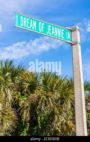 Cocoa Beach Florida,I Dream of Jeannie,Lane,Street,Street name,sign,logo,Television,set,show,Americana,Visitors Travel Tour tourisme touristique Banque D'Images