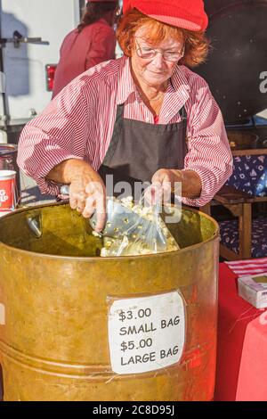 Florida Volusia County, New Smyrna Beach, Flagler Avenue, Flamingo Follies Art Festival, foire communautaire, nourriture, vendeurs vendeur, stall stands stand Deal Banque D'Images