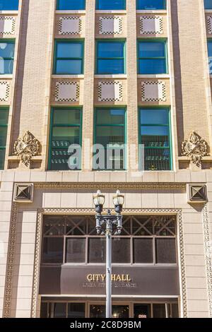 Jacksonville Florida, centre-ville, Laura Street, hôtel de ville, bâtiment, rueBâtiment James, architecte Henry Klutho, 1912, style école de prairie, extérieur Banque D'Images