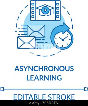 Icône de concept d'apprentissage asynchrone. Processus d'éducation à distance. Illustration de l'idée de distance et de correspondance pour l'éducation. Vecteur isolé Illustration de Vecteur