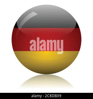 Illustration vectorielle de la surface du miroir de lumière de la boule de verre drapeau allemand Illustration de Vecteur