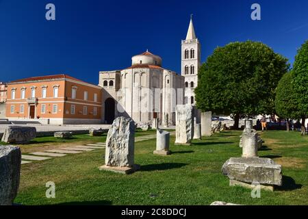 Les vestiges du Forum romain de Zadar, la plus ancienne ville croate habitée en permanence Banque D'Images