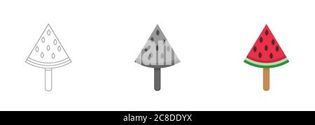 Icônes de vecteur de coupe de pastèque Illustration de Vecteur