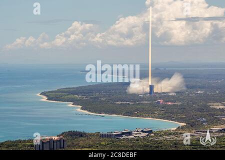 Chine. 23 juillet 2020. Une sonde Mars, point focal de la mission Tianwen-1 en Chine, est lancée le 5 juillet 2020 sur une longue fusée Mars-23 du site de lancement de l'engin spatial Wenchang dans la province de Hainan, dans le sud de la Chine. Photo de l'Administration spatiale nationale de Chine/UPI crédit: UPI/Alay Live News Banque D'Images