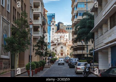 Cathédrale Saint-Elias et Saint-Grégoire l'illuminateur de l'église catholique arménienne située sur la place Debbas au centre-ville de Beyrouth, Liban Banque D'Images