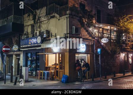 Café-bar Kaldi sur la rue Makhoul dans le quartier de Hamra à Beyrouth, Liban Banque D'Images