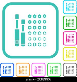 Jeu de embouts de tournevis icônes plates de couleur vive dans des bordures incurvées sur fond blanc Illustration de Vecteur