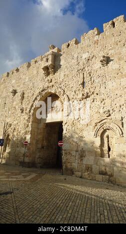 Porte de Sion dans la vieille ville de Jérusalem, Israël. Banque D'Images