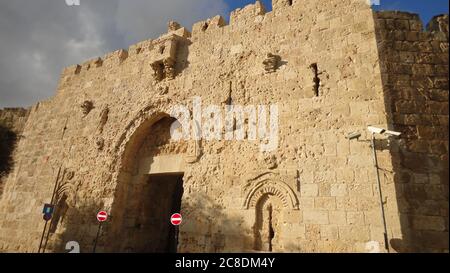 Porte de Sion dans la vieille ville de Jérusalem, Israël. Banque D'Images