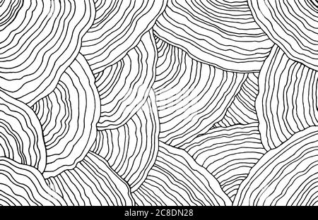 Motif champignon. Texture florale de la forêt. Dessin ondulé. Page de coloriage pour adultes. Motif abstrait avec ornements. Illustration vectorielle. Illustration de Vecteur