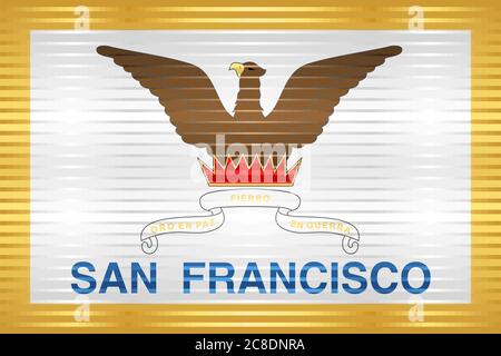 Drapeau de la Grunge brillante de San Francisco - Illustration, drapeau tridimensionnel de San Francisco Illustration de Vecteur