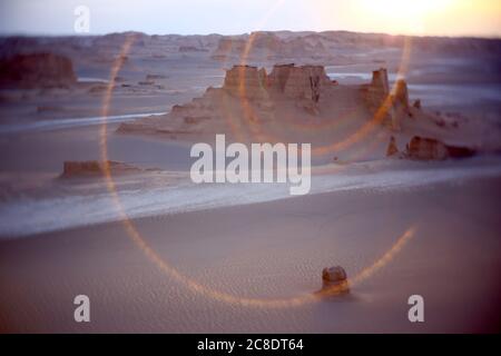 Iran, désert de LUT au coucher du soleil Banque D'Images