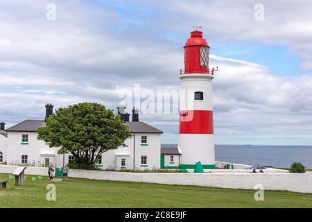 Souter phare, Marsden, South Shields, Tyne et Wear, Angleterre, Royaume-Uni Banque D'Images