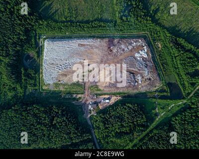 Vue aérienne du dépotoir de la forêt Banque D'Images