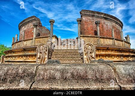 Sri Lanka, province du Centre-Nord, Polonnaruwa, temple de Vatadage de Polonnaruwa Banque D'Images