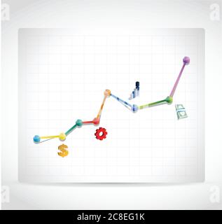 Les icônes de couleur représentant les graphiques d'illustration sur un fond blanc Illustration de Vecteur