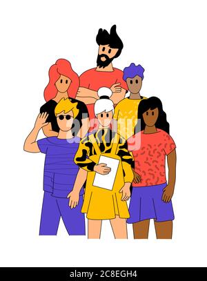 La puissance de travailler ensemble. Une équipe de jeunes professionnels heureux. Création d'équipe, illustrations vectorielles personnages de personnes. Illustration de Vecteur