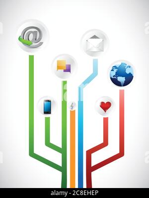 Schéma du circuit des réseaux sociaux, illustration sur blanc Illustration de Vecteur