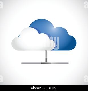 Design d'illustration de réseau de tuyauterie de Cloud computing sur blanc Illustration de Vecteur