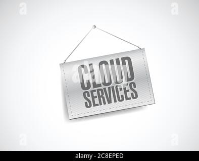 Design de l'illustration du bandeau des services Cloud sur fond blanc Illustration de Vecteur