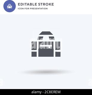 Vecteur d'icône de sac de sport, affiche plate remplie, pictogramme solide isolé sur blanc, illustration du logo. Icône de sac de sport pour la présentation. Illustration de Vecteur